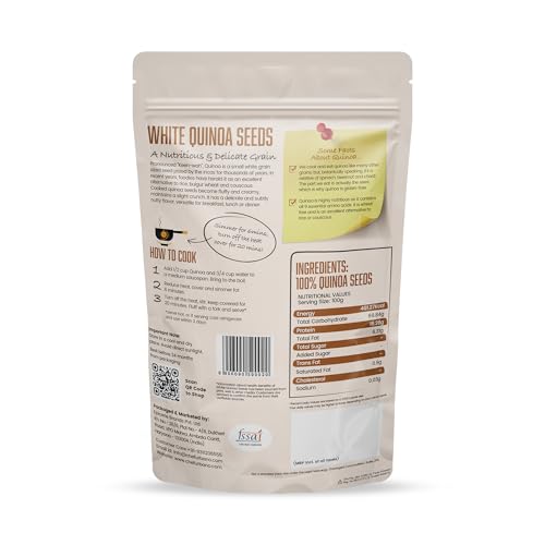 Image of Chef Urbano White Quinoa 500 g | Saponin Free | High Mineral Content Than Rice | Rich in Protein and Fiber | Diabetic Friendly | Aids weight Loss | Gluten Free | Vegetarian | Non GMO | Diet Food