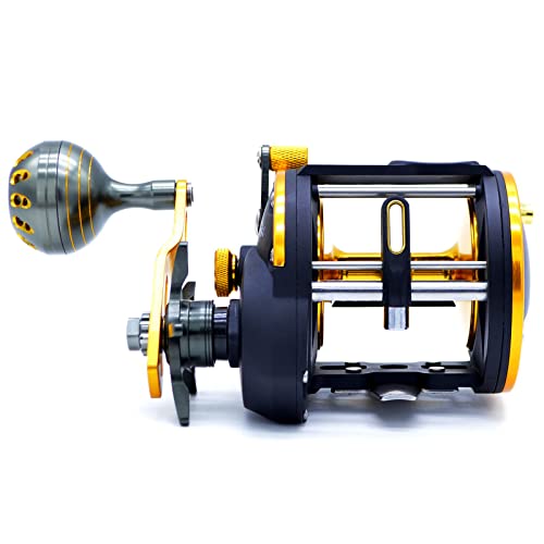 Camekoon Level Wind Star Drag Round Trolling Reel, Right Hand, Conventional Baitcasting Fishing Reel With Powerful Handle For Saltwater Big Game #TOP6