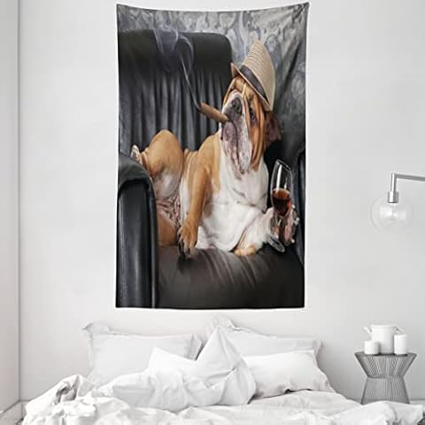 ABAKUHAUS Bulldog Tapestry with Humorous Design Cover