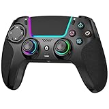 SZPACMATE Manette sans fil pour PS4/PS3/Switch/PC/iOS/Android/Steam Deck, avec 8 éclairage RGB/Joystick Effect Hall/Batterie 1000 mAh/Turbo/Double Vibration/Programmable/Poignées Antidérapantes