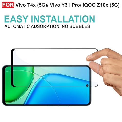 Image of CEDO Tempered Glass for Vivo T4x (5G) / Vivo Y31 Pro /iQOO Z10x (5G) | Screen Protector Full HD Quality Tempered Glass Anti-Scratch Edge to Edge Coverage with Easy Installation Kit (Black)