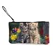 Produktbild Architd Kosmetiktasche mit Katzen-Motiv, süße Blume, Kätzchen, Geldbörse, Make-up-Tasche mit Reißverschluss, Handgelenk, Reise-Kosmetiktasche für Frauen und Mädchen, personalisierbar