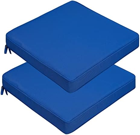 JMGBird Outdoor Chair Cushions 19 x 19 Inch, Set of 2 Outdoor Seat Cushions for Patio Furniture, Water Resistant Square Corner Seat Cushions for Garden Sofa Couch Chair Pads with Adjustable Straps
