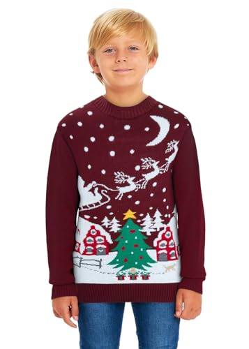 SAANS247 Boys Girls Kids Children Unisex Christmas Xmas Knitted Novelty Retro Elf Football Sweater