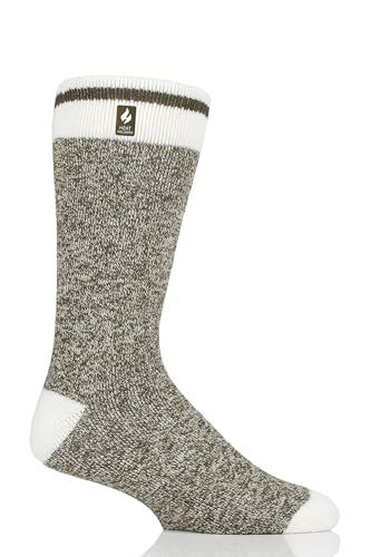 HEAT HOLDERS Mens Cream Block Twist LITE Socks| Warm + Soft Hiking Cabin Cozy at Home| 5X Warmer Than Cotton Socks