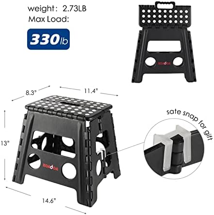 KOADOA Folding Step Stool  13 Inch Foldable Stepping Stool Anti-Slip Lightweight Collapsible Steps Stools for Kids & Adults,Kitchen,Bathroom, Garden& Outdoor