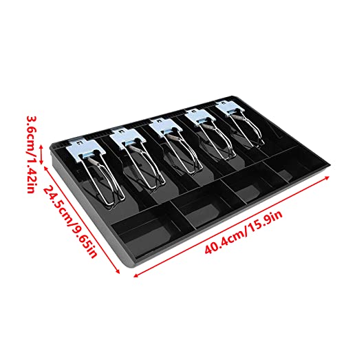 Money Tray Cash Register Drawer Insert Tray Portable Currency Till Replacement Money Organizer Storage Box With 5 Bills 4 Coins Compartments (5 Bills 4 Coins Metal Clip) #TOP3