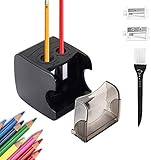 Sacapuntas Electrico,NEGRO,AUTOMÁTICO,USB CABLE RECARGABLE,2 AGUJERO/6-8mm&9-12mm,AA PILA/no incluido, ( hoy os presentaremos los mejores sacapuntas para estudiantes, mantenga a su hijo alejado del peligro de un sacapuntas afilado ) - HOMMINI