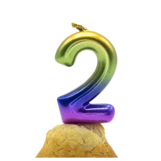 CABLEPELADO - Vela cumpleaños - celebracion - sin toxicos - sin humo - Numero de Tarta - fácil colocación - Número 2 - Multicolores