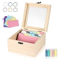 ALLOMN Rezeptbox aus Holz mit Karten, Rezeptorganisationsboxen aus Holz, leere Rezeptboxen mit 300 Stück, 3 x 5 Karten, Küchenrezepte, Kartenbox-Set für Mutter, Ehefrau, Kochen, Hochzeit, Jahrestag