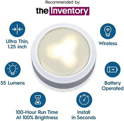 Brilliant Evolution Wireless Led Puck Light with Remote Control | Led Under Cabinet Lighting | Closet Light | Battery Powered Lights | Under Counter Lighting | Stick On Lights Full 6 Pack