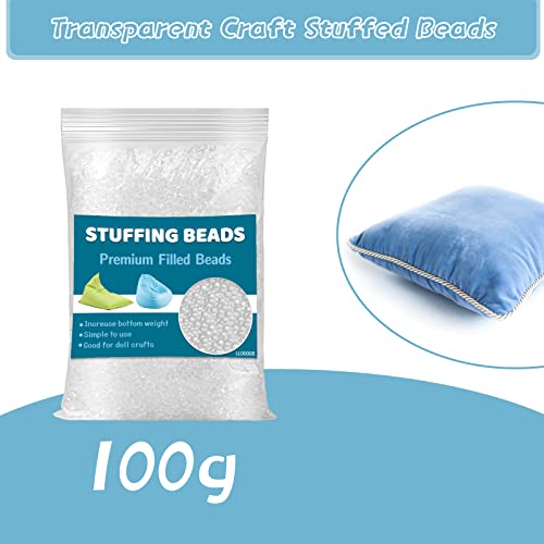Jmuiiu 100g/3.52oz Premium Stuffing Beads, Stuffing for Stuffed Animals, Filled Beads Weighted Stuffing Beads, Poly Pellets for Sandbags, Halloween Christmas Craft DIY Decor