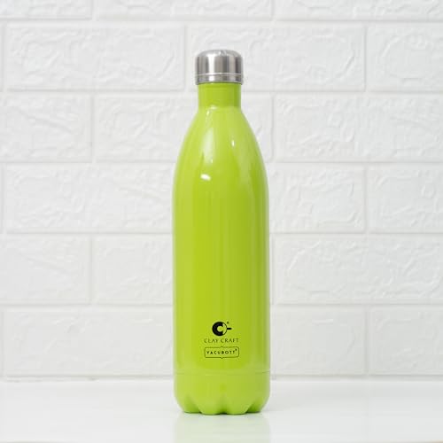 Image of Clay Craft Vacbott Stark Solid Double Walled|18 Hours Hot and 24 Hours| Cold Water Bottle Vacuum Insulated Flask Bottle 1000 ml|2 Piece|Leak Proof|Office Bottle|Gym|Home|Kitchen