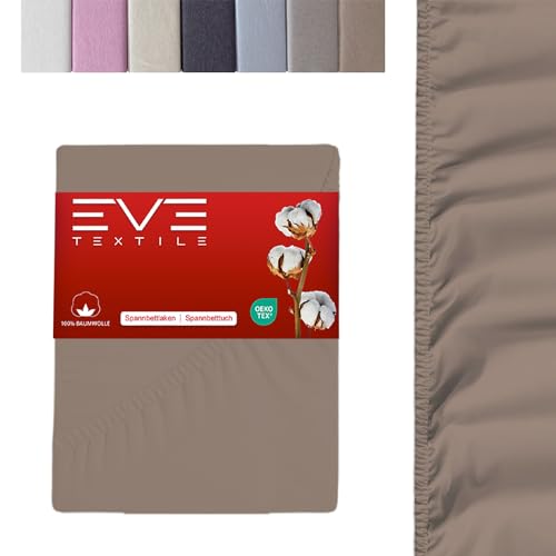 EVE Textile® Spannbettlaken 1er Set 180x200 cm Hellbraun; Spannbetttuch Bettlaken Spannlaken; Jersey Laken Betttuch für Boxspringbett & Matratze; Waschbar bis 60 Grad; Weich & Allergikerfreundlich