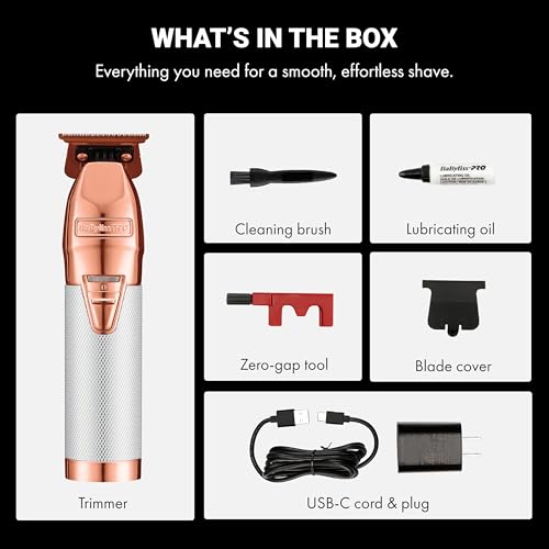 BaBylissPRO RoseFX+ Professional Barber Cord/Cordless Hair Trimmers in Rosegold – Beard Trimmer for Men, Professional Stylist & Barber Clippers, USB-C Cordless Hair Clippers for Men by BaBylissPRO - Image 4