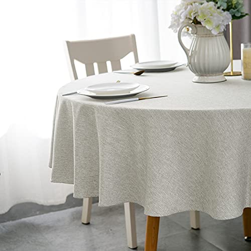 Qidordour Round Tablecloth, 48 inch Diameter, Faux Linen Table Cloth, Water Resistant Spill-Proof Wipeable Polyester Dining Table Cover for Kitchen Restaurant Buffet Tabletop Decoration, Silver Grey by Qidordour - Image 8
