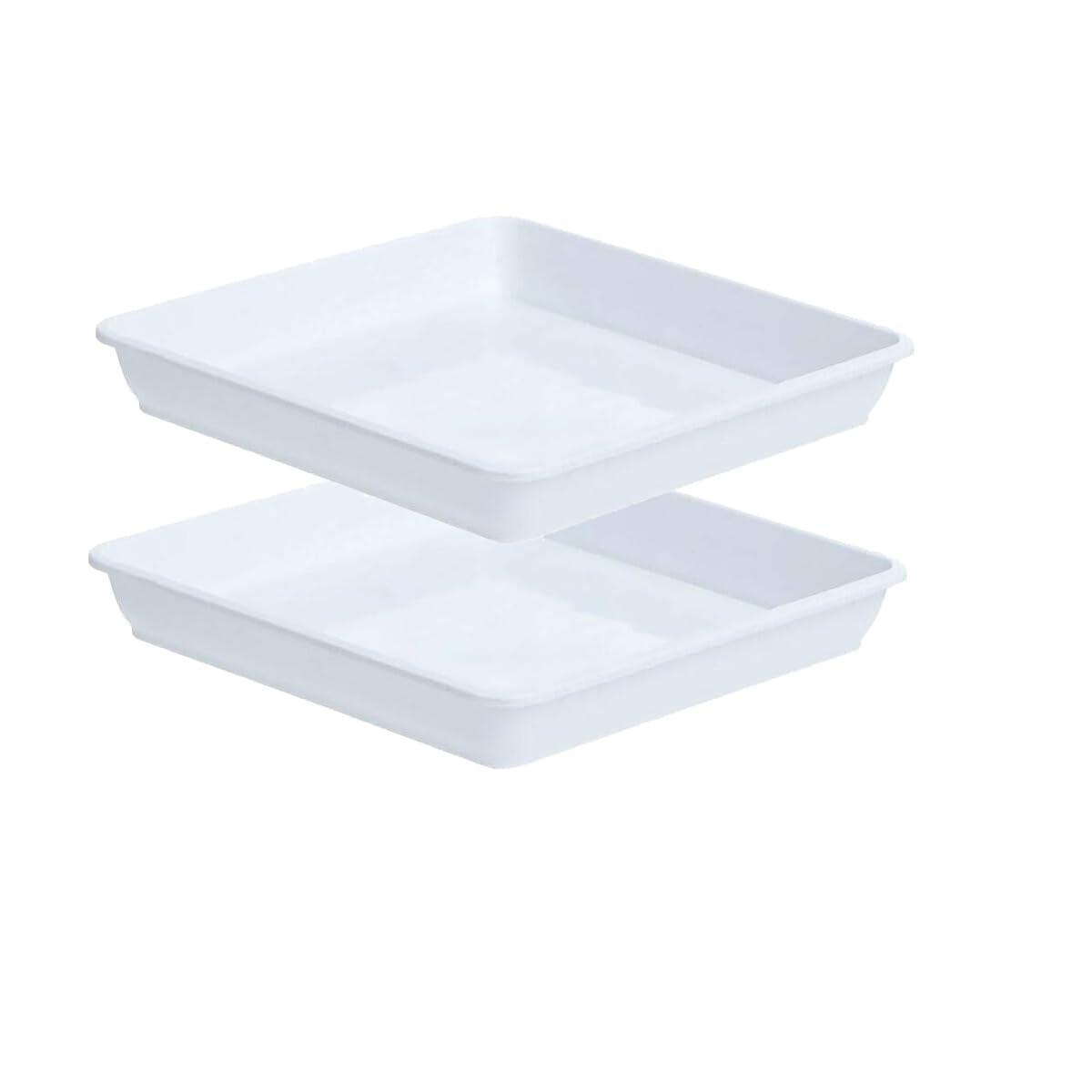 Square Plant Saucers, 2 Pcs Plastic Thicker Plant Pot Water Trays for Indoor Outdoor Garden Plants Flowers (White, 25x25 cm)