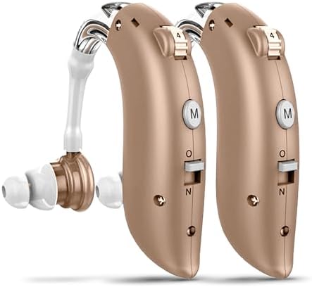 DELLONA High-Performance Hearing Aids for Seniors, OTC Rechargeable Hearing Aid for People with Severe Hearing Loss with Intelligent Noise Reduction (Pair), 4 Modes - Comfortable Hearing Aid devices for elderly, Over The Counter Hearing Aids (Beige)