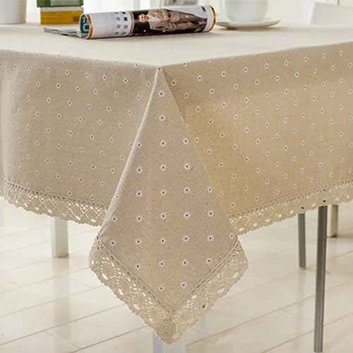 Snugeasy Nappe de table rectangulaire douce en coton et lin facile à nettoyer pour la maison, la cuisine, le pique-nique