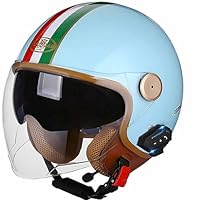 Kcolic Casco Moto Jet Bluetooth con Doppia Visiera Microfono Incorporato Caschi Moto Casco Scooter Viso Aperto Caschi Moto per Uomo Donna Omologato DOT/ECE A