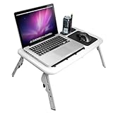 BIRUGEAR Durable White Plastic Foldable Laptop Tray with Cooler Fan for HP Pavilion Notebook (fits up to 17" 17-inch)
