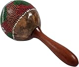 GURU SHOP Musikinstrument aus Holz, Musik Percussion Rhythmus Klang Instrument, Handgearbeitet - Kokosnuss Rassel mit Dotpainting, 20x12x12 cm
