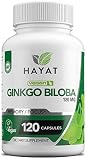HAYAT Vitamins Vegan Natural Ginkgo Biloba 120 MG, Certified Halal, 120 Capsules