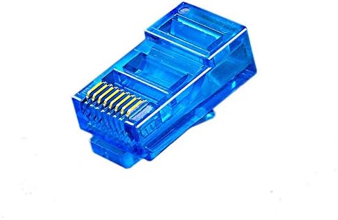 Davitu Electrical Equipments Supplies - 100pcs 8P Modular Cat 5e RJ45 Connector Ethernet Cable Head Plug Gold-plated Cat 5e Crimp Network RJ 45 Connector Cat5e - (Color: Blue, Package: 100pcs)