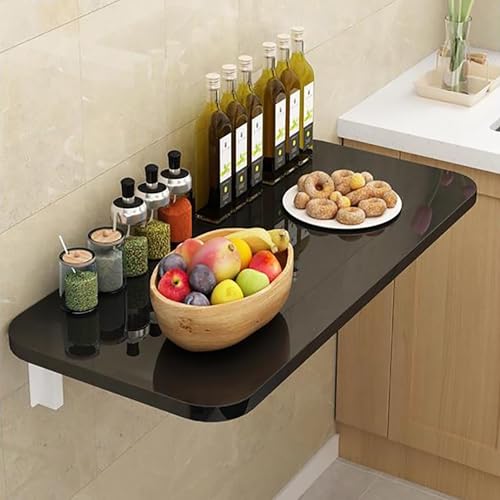 Bureau mural pliable flottant noir pour optimiser les petits espaces