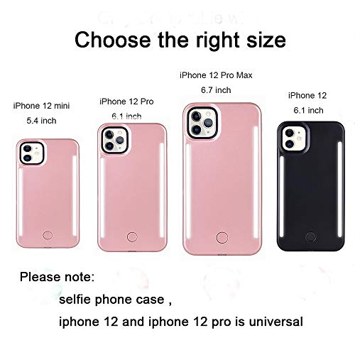 Lntech Selfie Light Up Case Compatible With Iphone 12 Pro Max, Rechargeable Led Light Up Flash Lighting Selfie Case Dual Side Flashlight Illuminated Cover [Dimmable Switch] (Black, Iphone 12 Pro Max) #TOP6