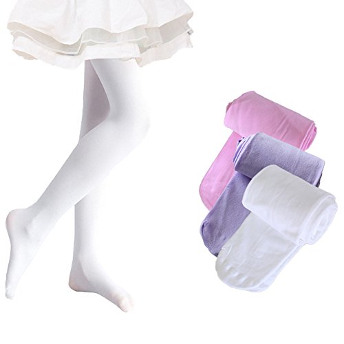 Image of Ehdching Pack of 3 Kids Toddler Girls Baby Soft Microfiber Ballet Dance Tights Velvet Stockings Pantyhose