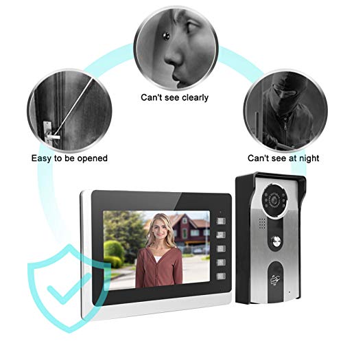 Campainha de vídeo de 7 polegadas 90°, campainha inteligente wi-fi com registro de vistor, campainha