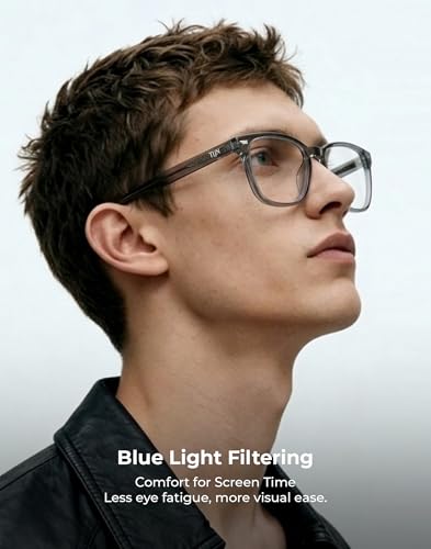 Image of TIJN Premium Blue Light Blocking Glasses for Women Men Computer Gaming Use | Square TR90 Frame Nerd Eyeglasses Anti Blue Ray with Red, Orange, Clear Lens for Computer, Phone, TV and Evening Screen Use