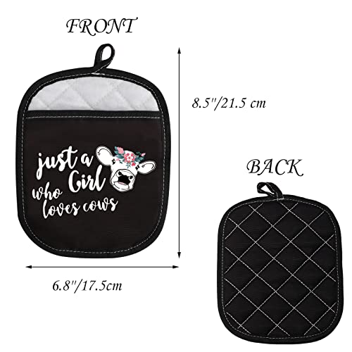 Cow Gift Cow Pot Holder Cowgirl Gift Just A Girl Who Loves Cows Oven Mitt Cow Lover Gift For Women Cow Animal Kitchen Hot Pad(Cow Potholder) #TOP1