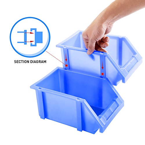 AA Products Inc. P-SH-6PB Plastic Storage Stacking Bin for SH-4604(42" W * 46" H) Shelf Unit Shelf Accessories, 10-Inch by 6.2-Inch by 4.5-Inch, Blue, Case of 6