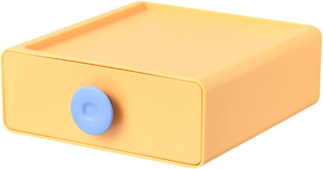 HOMSFOU Drawer Type Storage Box Elegant Yellow Storage Case for Cosmetics and Foundation, Compact Pp Desktop Organizer with Multiple Drawers for Home and Office Use
