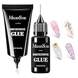 MelodySusie Nail Rhinestone Glue Set, 3D Gel Nail Art Design Strong Adhesive Nail Gem Glue for Nail Charms Gems Jewelry Decoration DIY Manicured at Home Cured Need Beauty Gifts for Women