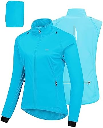 33,000ft Fahrradjacke Damen Wasserdicht Atmungsaktiv Sommer UV-Schutz Leicht Fahrradweste mit Abnehmbaren Ärmeln Fahrrad Reflektierend Regenjacke Frauen