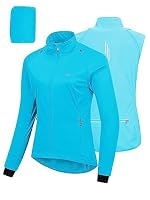 33,000ft Fahrradjacke Damen Wasserdicht Atmungsaktiv Sommer UV-Schutz Leicht Fahrradweste mit Abnehmbaren Ärmeln Fahrrad Reflektierend Regenjacke Frauen Blau 2XL