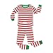 Produktbild elowel | Pyjama | Schlafanzug | Unisex | Jungen, Mädchen | 2-Teilig | Eng Anliegend | Stylish, Bequem | Strampler | mit Füßen | 100% Baumwolle Größe: 8 Jahre (128) | Design: Rot-Weiß Gestreift