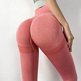 For Women Quick Dry Seamless Yoga Pants, High Waist Elastic Sports Leggings (L Red)