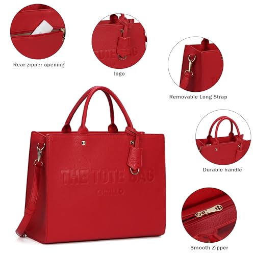 Chinllo Tote Bag for Women Top Handle Satchel Purse and Handbags with Shoulder Strap (D.Red-M) by Chinllo - Used condition - Image 3