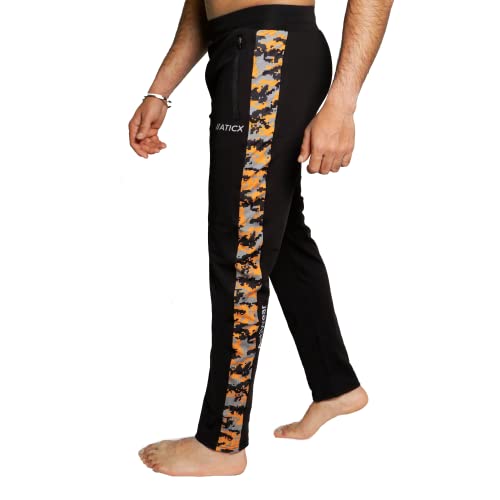 Image of ATICX Men's Slim Fit Polyester Track Pants - 4 Way Stretch Lycra Lower for Sports, Running, Gym with 2 Zip Pockets