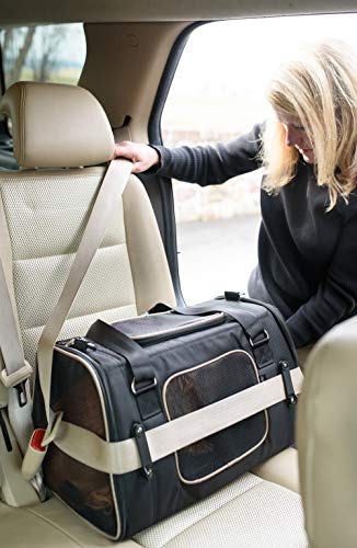 Gen7Pets Commuter Buckle In Car Safety Seat and Shoulder Carrier for Dogs and Cats, Black
