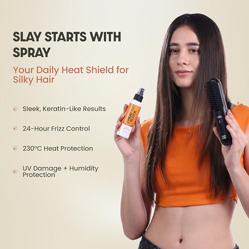 Image of Tash Hair Heat Protectant Spray for Hair- 100 ML (Pack of 2) | No Sulphates & Paraben | With Grapeseed, Castor & Argan Oil, Aloe Vera, Brahmi, Bhringraj | Upto 230C Heat Protection Spray- HeatBlock