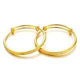 Ethlyn Baby Jewelry for infant Girls Birthday Jewelry Present for kids Gold Plated Baby Bangles Brac