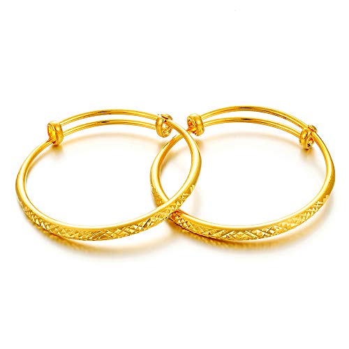 Ethlyn 2pcs/lot Baby bangles for girls boys 1 year old Gold Plated Bangles Bracelets toddler kids jewelry