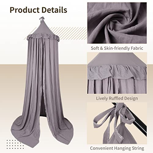Homaisson Bed Canopy, Large Castle Tent Canopy, Grey Hanging Frills Ceiling Canopy For Girls And Boys, Toddler Reading Nook Playing Corner, Childrens Room Crib Decoration #TOP3