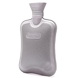 HomeTop Premium Classic Rubber Hot Water Bottle, Great for Pain Relief, Hot and Cold Therapy (2 Liters, Gray)