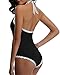 Tempt Me Women's One Piece V Neck Halter Vintage Sexy Backless Swimsuits Black L